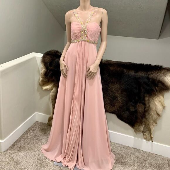 Elegant Sleeveless Beaded Chiffon Gown - Picture 1 of 12